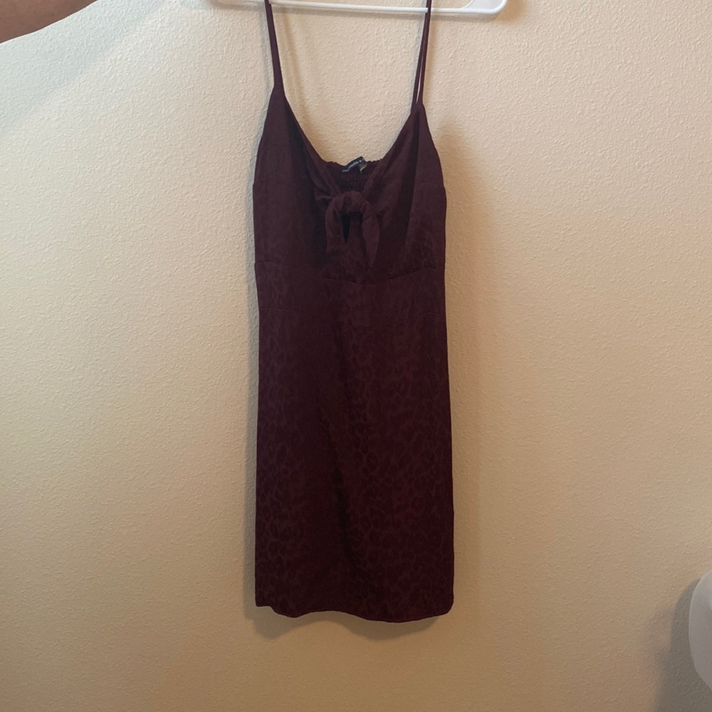 Abercrombie mini dress - burgundy, satin material, cheetah print